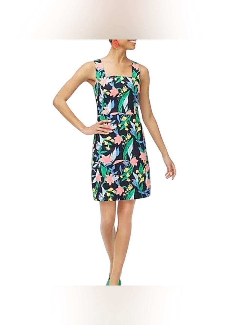 J. Crew Floral Basketweave Dress Old Money Elegant Wedding Guest Cotton Sz 14